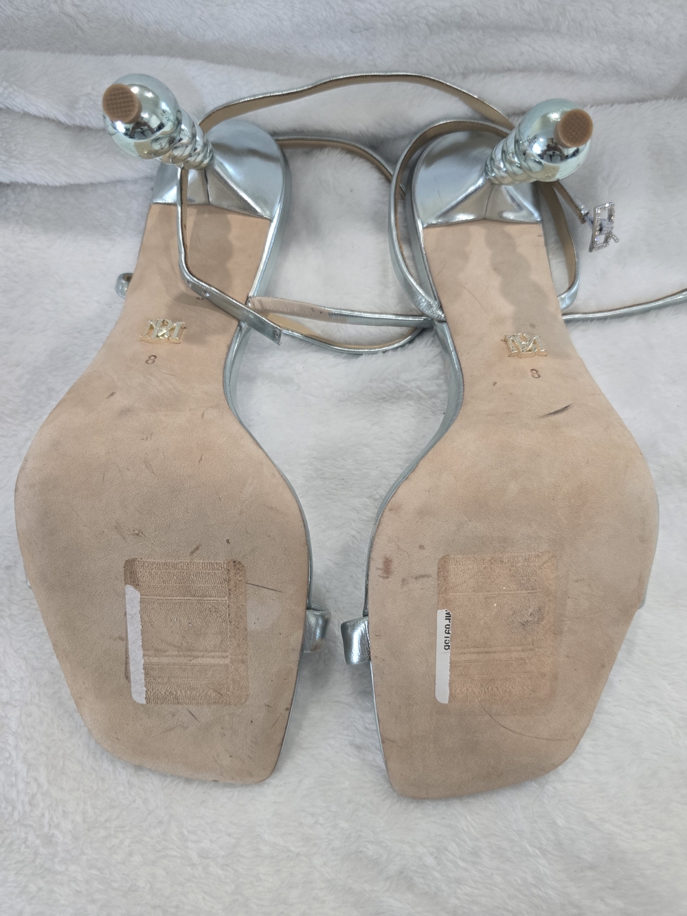 Badgley Mischka Silver Strappy Square-Toe Sandals Size 8 - Picture 12 of 12